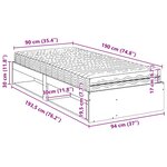 vidaXL Lit de jour avec matelas cire marron 90x190 cm bois pin massif