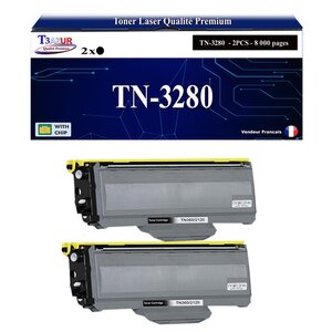 T3AZUR - 2x Toners compatibles avec Brother TN3280  TN3230  pour Brother MFC-8370DN  MFC-8380DN  MFC-8480DN  MFC-8800DN  MFC-8880DN  MFC-8890DW - 8 000 pages