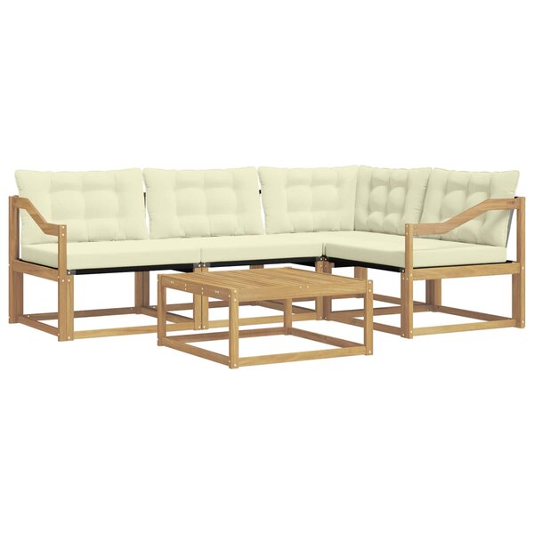 vidaXL Ensemble de canapés d'extérieur 5 Pièces Blanc et crème