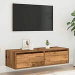 vidaXL Meuble TV avec lumières LED vieux bois 100X35 5x25 cm