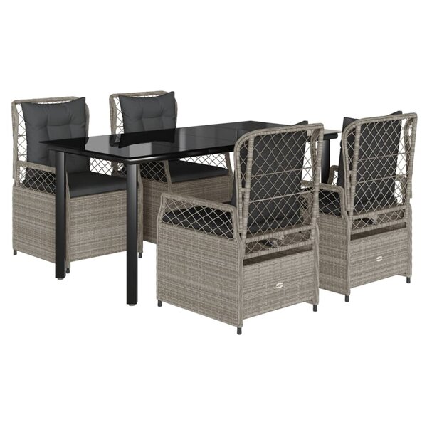 vidaXL Ensemble à manger de jardin et coussins 5 Pièces gris clair rotin