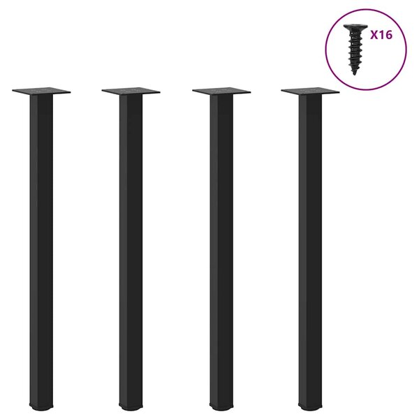 vidaXL Pieds de table console 4 pièces Noir 72-74 cm Acier