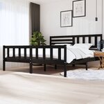 vidaXL Cadre de lit sans matelas noir bois massif 200x200 cm