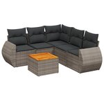 vidaXL Salon de jardin 6 Pièces avec coussins gris résine tressée