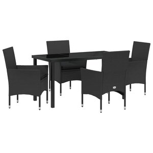 vidaXL Ensemble de salle à manger pour jardin 5 Pièces Noir polyrotin
