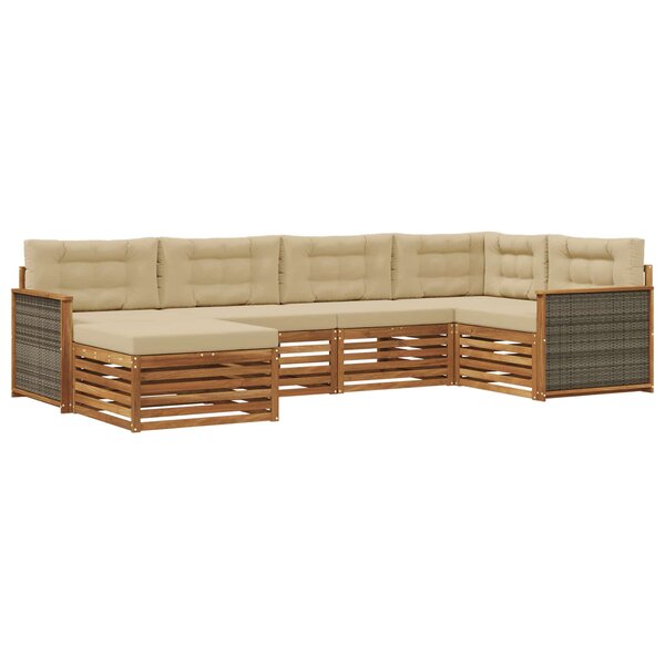 vidaXL Ensemble de canapés d'extérieur 6 pc Naturel et Beige