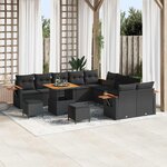 vidaXL Ensemble de canapé de jardin 13 Pièces Noir polyrotin