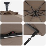 vidaXL Parasol banane à mât déporté Taupe 294 x 294 x 248 cm