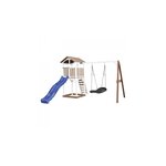AXI Beach Tower avec Nid Roxy Balancoire Marron Blanc Bleu Toboggan