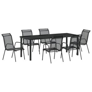 vidaXL Ensemble de salle à manger de jardin 7 pièces Textilène noir et acier