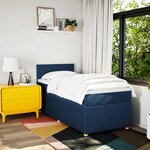 vidaXL Sommier à lattes de lit avec matelas Bleu 100x200 cm Tissu