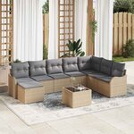 vidaXL Ensemble de canapé de jardin 9 Pièces Beige Poly rotin