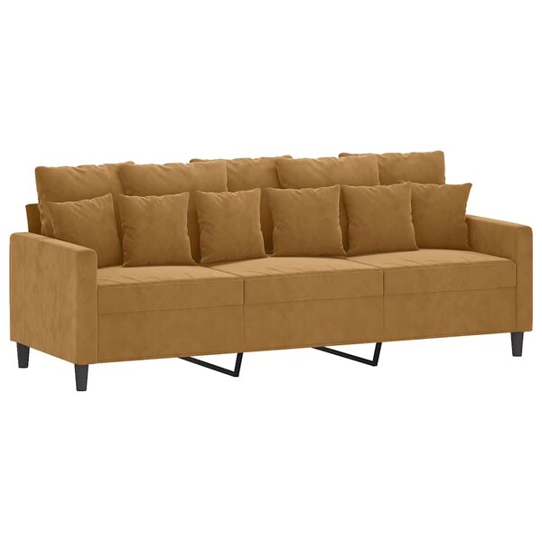 vidaXL Canapé à 3 places Marron 180 cm Velours