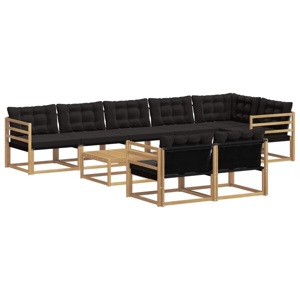 vidaXL Ensemble de canapés d'extérieur 9 Pièces Blanc et noir