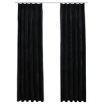 vidaXL Rideaux occultants avec crochets 2 Pièces Velours Noir 140x175 cm