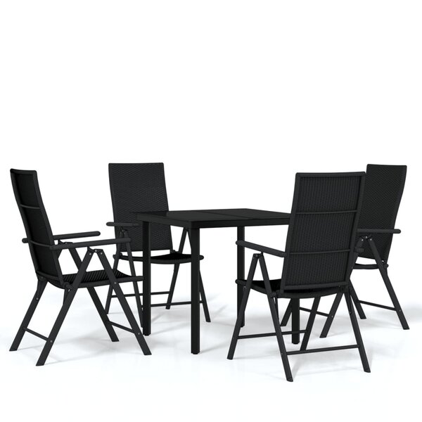 vidaXL Ensemble à manger de jardin 5 Pièces Noir