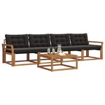 vidaXL Ensemble de canapés d'extérieur 5 pc Naturel et Noir
