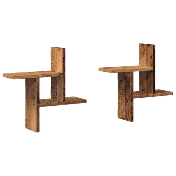 vidaXL Étagères murales 2 Pièces vieux bois 38x12x38 cm bois d'ingénierie