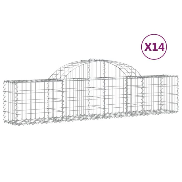 vidaXL Paniers à gabions arqués 14 Pièces 200x30x40/60 cm Fer galvanisé