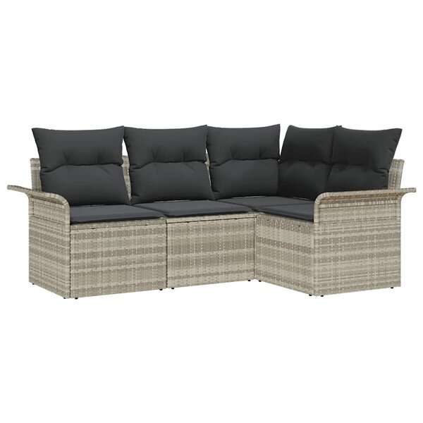 vidaXL Ensemble de canapé de jardin 4 Pièces Gris clair Poly rotin