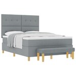 Lit à ressorts vidaXL avec matelas et banc Gris clair 140x190 cm en tissu