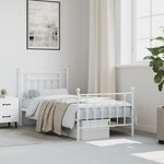 vidaXL Cadre de lit métal sans matelas avec pied de lit blanc 80x200cm