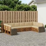 vidaXL Ensemble de canapés d'extérieur 10 pc Naturel et Beige