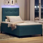 vidaXL Lit à ressort LED avec matelas Bleu foncé 120 x 190 cm Velours
