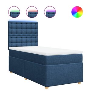 vidaXL Sommier à lattes de lit avec matelas Bleu 100x200 cm Tissu
