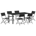 vidaXL Ensemble de salle à manger pour jardin Pliant 7 Pièces Noir