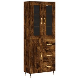 vidaXL Buffet haut Chêne fumé 69 5x34x180 cm Bois d'ingénierie