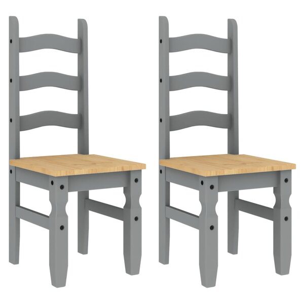 vidaXL Chaises à manger lot de 2 Corona gris bois massif de pin