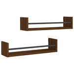 vidaXL Étagères murales avec barres 2 Pièces chêne marron 60x16x14 cm