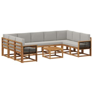 vidaXL Ensemble de canapés d'extérieur 10 Pièces Naturel et gris clair