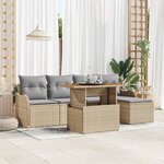 vidaXL Ensemble de canapé de jardin 6 Pièces Beige Poly rotin
