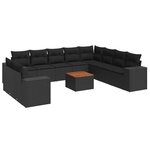 vidaXL Salon de jardin 11 Pièces avec coussins noir résine tressée