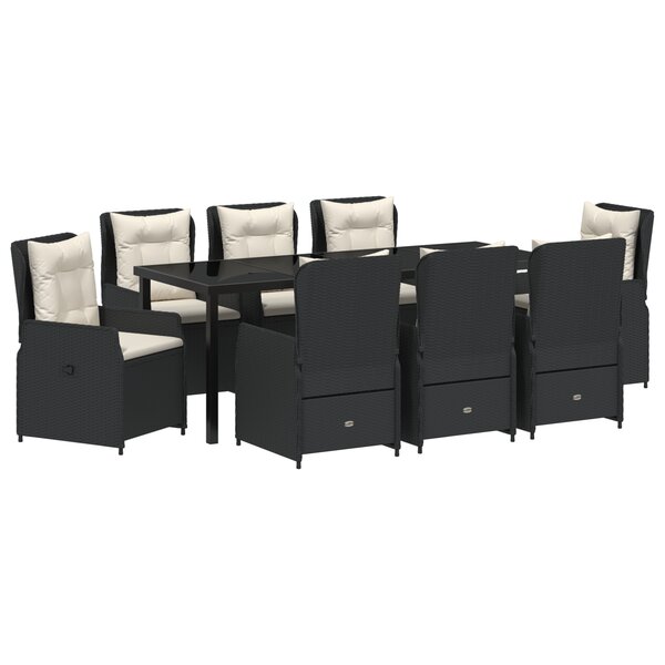 vidaXL Ensemble de salle à manger de jardin 9 pièces en poly rotin noir