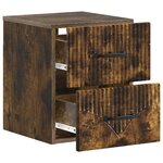 vidaXL Cabinet de chevet mural 2 Pièces Chêne fumé 34 5 x 33 x 40 cm