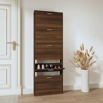 vidaXL Armoire à chaussures Chêne marron 59x17x169cm Bois d'ingénierie