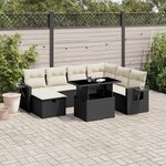vidaXL Salon de jardin 8 Pièces avec coussins noir résine tressée