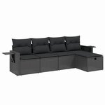 vidaXL Salon de jardin 5 Pièces avec coussins noir résine tressée