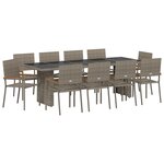 vidaXL Ensemble de salle à manger pour jardin 11 Pièces Gris Poly rotin