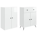 vidaXL 2 Pièces Blanc brillant
