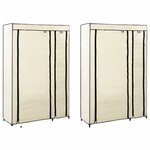 vidaXL Garde-robes pliables 2 Pièces Crème 110x45x175 cm Tissu