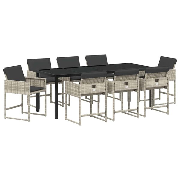 vidaXL Ensemble de salle à manger pour jardin 9 pc Gris clair