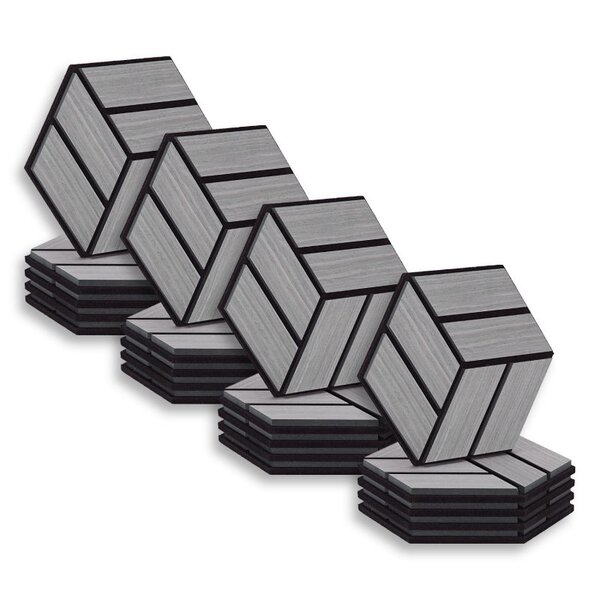 20 Panneaux muraux 30x26 hexagone gris bois