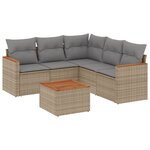 vidaXL Salon de jardin avec coussins 6 Pièces beige résine tressée