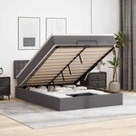 vidaXL Lit ottoman avec matelas & LED Gris 140x190cm similicuir