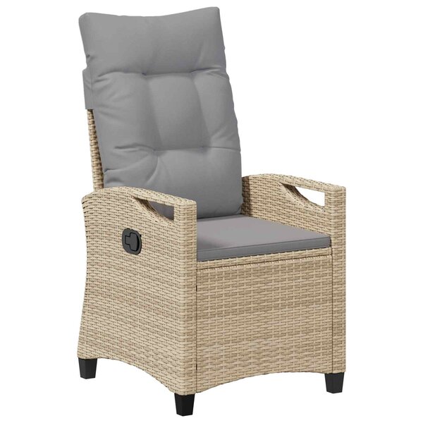 vidaXL Chaise de jardin inclinable Beige et Gris clair polyrotin
