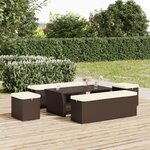 vidaXL Poufs avec coussins lot de 2 marron 40x30x40 cm résine tressée